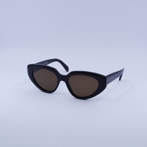 Celine CL40286I 01E Sunglasses Shiny Black Cat Eye Frame, Brown Lenses - Picture 1 of 10